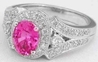 Pink Sapphire Ring - Oval  Gemstone - Diamond Mounting