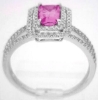 1.35 ctw Emerald Cut Pink Sapphire and Diamond Ring in 14k white gold - SPR-118