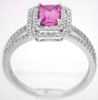 1.35 ctw Emerald Cut Pink Sapphire and Diamond Ring in 14k white gold - SPR-118