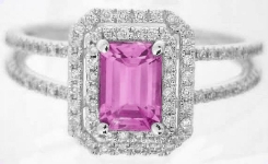 Emerald Cut Pink Sapphire Rings