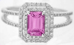 Emerald Cut Pink Sapphire Rings
