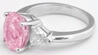 Diamond Alternative Ring - 3.03 ctw Pink Sapphire and White Sapphire Ring - 14k white gold