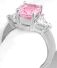 Pink Sapphire Ring - Natural Oval Pink Sapphire and White Sapphire Ring - 14k white gold