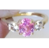 Oval Natural Pink and White Sapphire Three Stone Ring