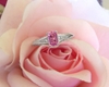 Natural Emerald Cut Pink Sapphire Ring set in 14k white for sale