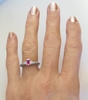 Genuine Women's Emerald Cut Pink Sapphire Wedding Ring with Diamonds in 14k white gold