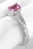 Nautual Women's Emerald Cut Pink Sapphire Engagement Ring with Diamonds in 14k white gold
