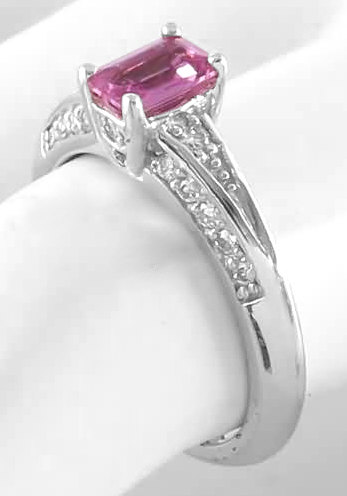 1.07 ctw Bright Pink Sapphire and Diamond Pendant in 14K White Gold
