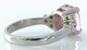Side view of Large Peach Pink Sapphire Ring in 14k white gold