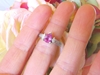 Vintage Style Natural Pear Cut Pink Sapphire Engagement Ring with Real Baguette Diamonds in solid 18k white gold