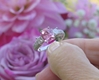Cushion Cut Natural Pink Sapphire Ring with Princess Cut Diamonds in solid Platinum