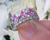 1.33 ctw Princess Cut Pink Sapphire and Diamond Band in 14k white gold - SSR-5334