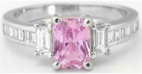 1.61 ctw Radiant Cut Pink Sapphire and Diamond Ring in 14k white gold Radiant Cut Pink Sapphire Rings, Radiant Cut Pale Light Pastel Baby Pink Sapphire Diamond Rings, Pink Sapphire Engagement Rings, Pink Sapphire and Diamond Rings, Sapphire Diamond Engagement Ring