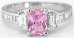 1.61 ctw Radiant Cut Pink Sapphire and Diamond Ring in 14k white gold Radiant Cut Pink Sapphire Rings, Radiant Cut Pale Light Pastel Baby Pink Sapphire Diamond Rings, Pink Sapphire Engagement Rings, Pink Sapphire and Diamond Rings, Sapphire Diamond Engagement Ring