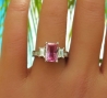 Radiant Cut Pink Sapphire and Diamond Engagement Ring in 14k white gold