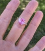Exceptional Cushion Cut Natural Ceylon Pink Sapphire and Real Diamond Ring in Platinum - One of a Kind