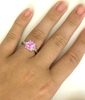 Three Stone Pink Sapphire and Trillion Diamond Ring in 14k White Gold