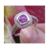 Platinum Natural 6mm Cushion Pink Sapphire Engagement Ring with Real Diamond Halo for sale