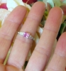 East West Set Genuine Radiant Cut Pink Sapphire and Baguette Diamond Ring in 14k white gold
