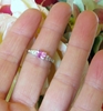 East West Set Genuine Pink Sapphire Ring with Real Baguette Diamonds in 14k white gold