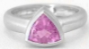 Trillion Natural Pink Sapphire Ring - Bezel Set Solitaire in 14k white gold