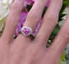 Finest Quality Natural Pink Sapphire Engagement Ring in 18k white gold