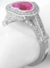 Heirloom Quality Natural Pink Sapphire Ring - Bezel Set Heart Cut Bubble Gum Pink Sapphire with Diamond Halo Engagement Ring in 18k white gold