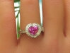 Heart Shape Pink Sapphire and Diamond Halo Ring in 18k white gold