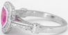 Finest Quality Natural Pink Sapphire Ring with Diamond Halo in 18k white gold