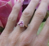 Rose Gold natural trillion pink sapphire ring with real diamond halo for sale