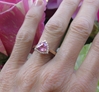 Rose Gold natural trillion pink sapphire ring with real diamond halo for sale