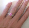 3 carat Genuine Pink Sapphire Ring with Baguette Diamonds in 14k white gold
