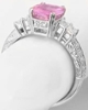 Fine Oval Pink Sapphire Ring with Baguette Diamonds in 14k white gold