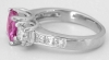 Princess Pink Sapphire Ring with Channel Princess Diamonds in 14k white gold