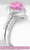 Engagement Rings with Pink Sapphire in Heart Shape in Diamond Halo Design Setting in 14k white gold