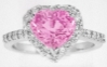Exceptional 2.69 carat Heart Pink Sapphire and Diamond Halo Ring in 14k white gold