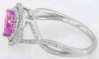 Heart Shape Pink Sapphire Ring with Double Diamond Halo in 14k white gold