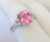14k white gold Fine Quality Natural Cushion Cut Pink Sapphire and Diamond Ring - One of a Kind