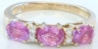 Oval Natural Pink Sapphire Band Ring in 14k yellow gold -Triple East West Set Sapphires