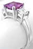 Fine Purple Magenta Sapphire Ring with Asscher Cut Diamonds 