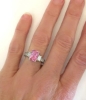 Natural Radiant Cut 2.05 carat Pink Sapphire and Large Baguette Diamond Ring in 14k white gold