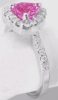 Heirloom Quality Natural Heart Pink Sapphire and Round Diamond Halo Ring in 14k white gold