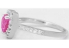 Natural Heart Cut Pink Sapphire Ring with Skinny Diamond Shank in 14k white gold