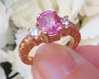 3.38 ctw Bright Pink Sapphire and Diamond Ring in 18k rose gold - SSR-5674