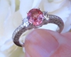 1.42 ctw Pink Sapphire and Diamond Encrusted Ring in 14k white gold - SSR-5675