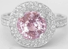 Natural Baby Pink Round Sapphire Ring with Real Double Diamond Halo in 14k white gold