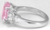Pink Sapphire and Diamond Ring Side View of Three Stone Design