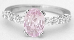 1.72 ctw Light Pink Sapphire and Diamond Ring in 14k white gold Light Pink Sapphire Rings, Baby Pink Sapphire Rings, Pale Pastel Pink Sapphire Rings, Pink Diamond Rings, Large Pink Sapphire Diamond Rings, Light Pink Rings