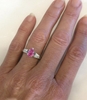 Pear Pink Sapphire and Diamond Ring in 14k white gold