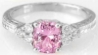 Natural Unheated Pink Sapphire Ring with Ornate Engraving and Real Diamonds in solid 14k white gold for sale